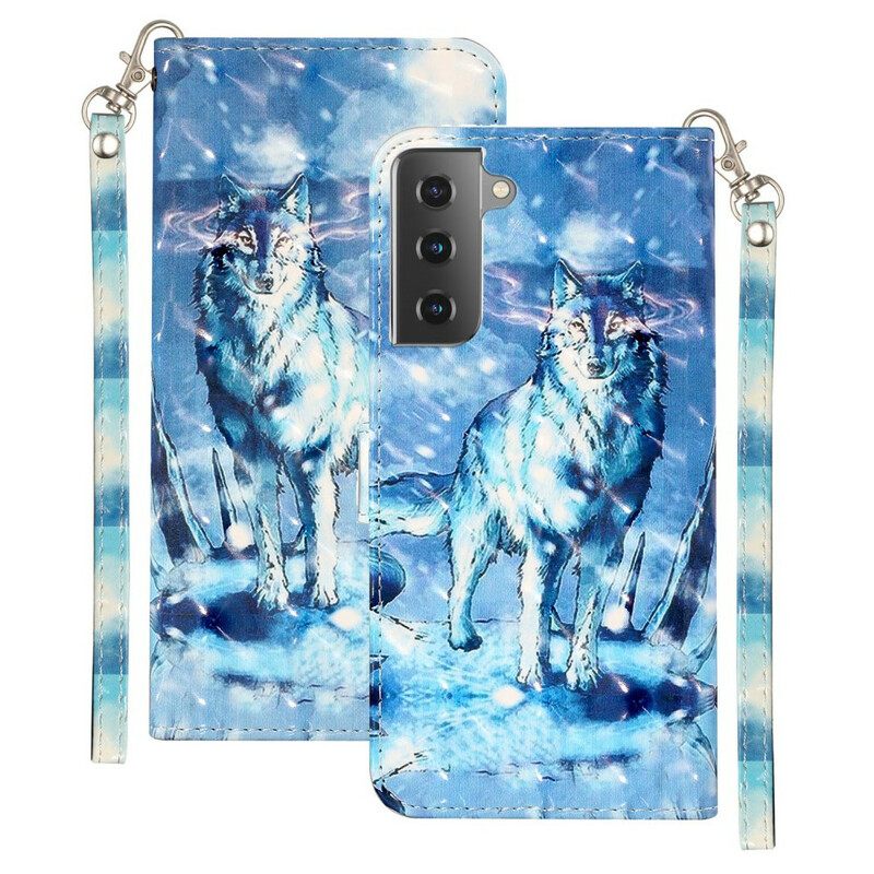 Kotelot Samsung Galaxy S21 5G Suojaketju Kuori Wolf Light Strap Kohdevalot