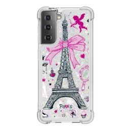 Kuori Samsung Galaxy S21 5G Eiffel-tornin Paljetteja