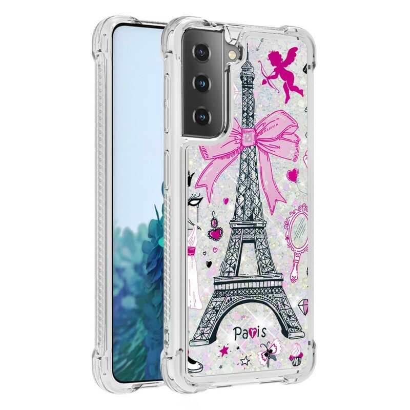 Kuori Samsung Galaxy S21 5G Eiffel-tornin Paljetteja