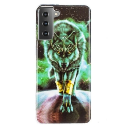 Kuori Samsung Galaxy S21 5G Fluorescent Wolf Sarja