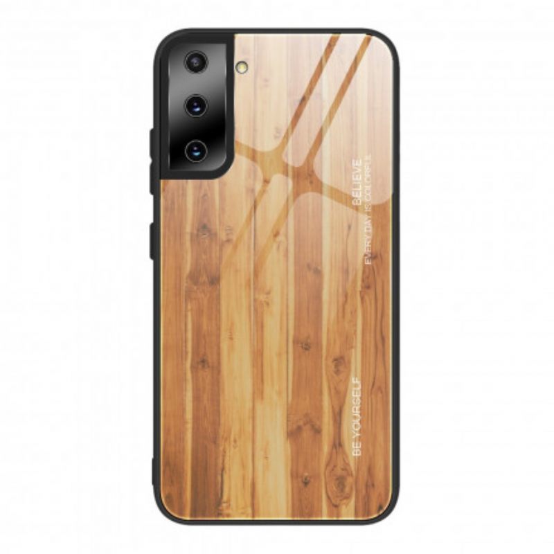 Kuori Samsung Galaxy S21 5G Tempered Glass Wood Design