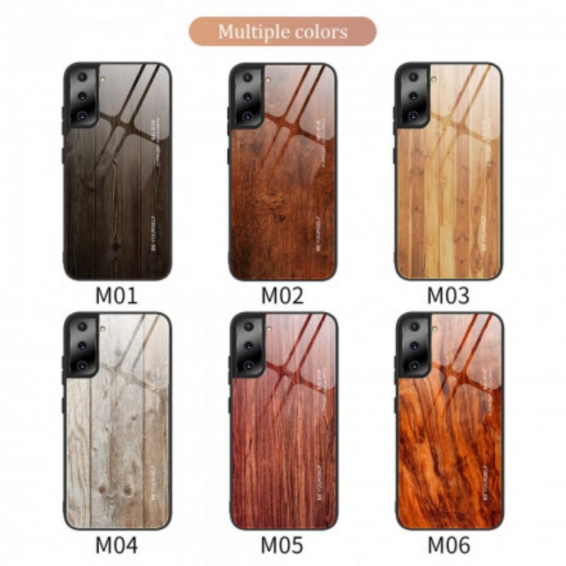 Kuori Samsung Galaxy S21 5G Tempered Glass Wood Design