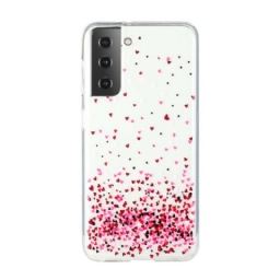 Kuori Samsung Galaxy S21 5G Transparent Multiple Hearts