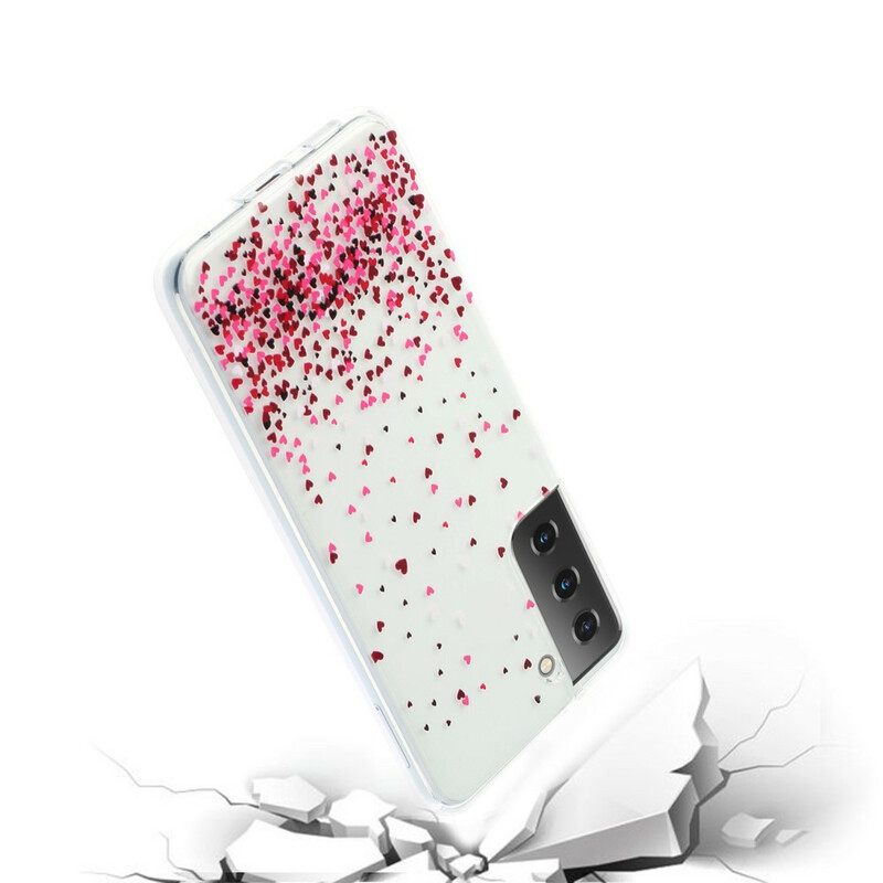 Kuori Samsung Galaxy S21 5G Transparent Multiple Hearts