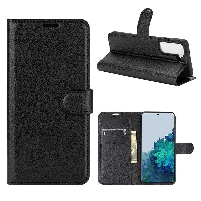 Nahkakotelo Samsung Galaxy S21 5G Classic Litchi Faux Leather