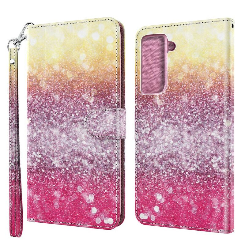 Nahkakotelo Samsung Galaxy S21 5G Magenta Glitter Gradient