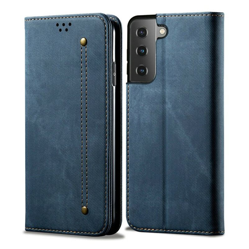 Puhelinkuoret Samsung Galaxy S21 5G Kotelot Flip Denim Kangas