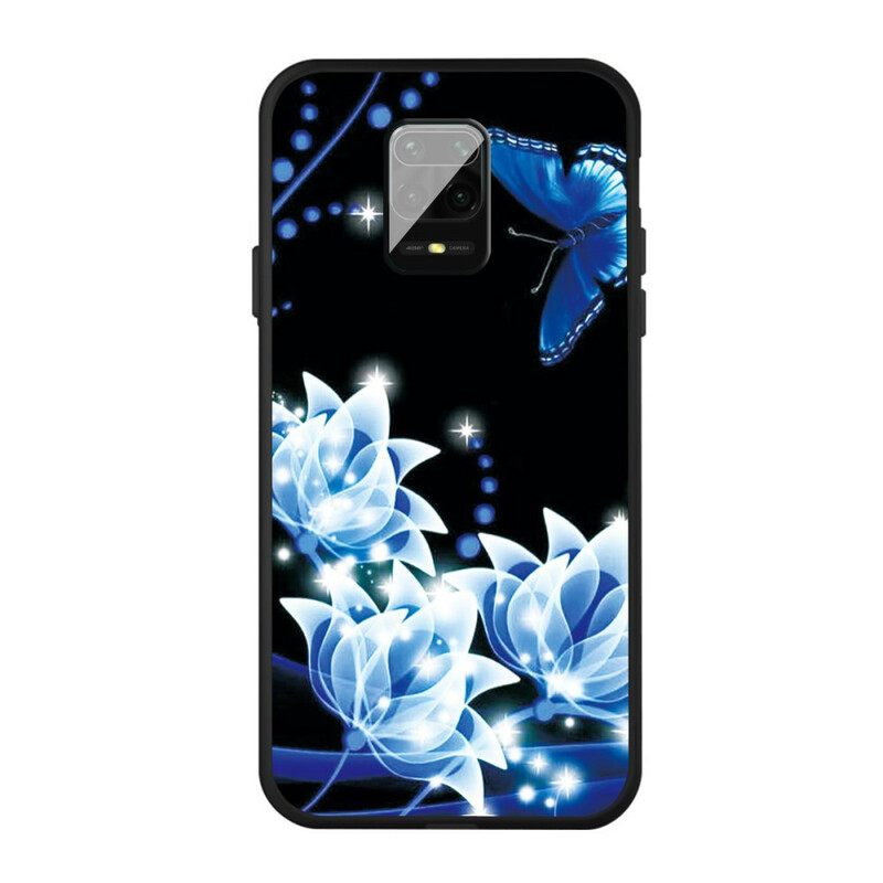 Kuori Xiaomi Redmi Note 9S / Note 9 Pro Butterfly Ja Blue Flowers