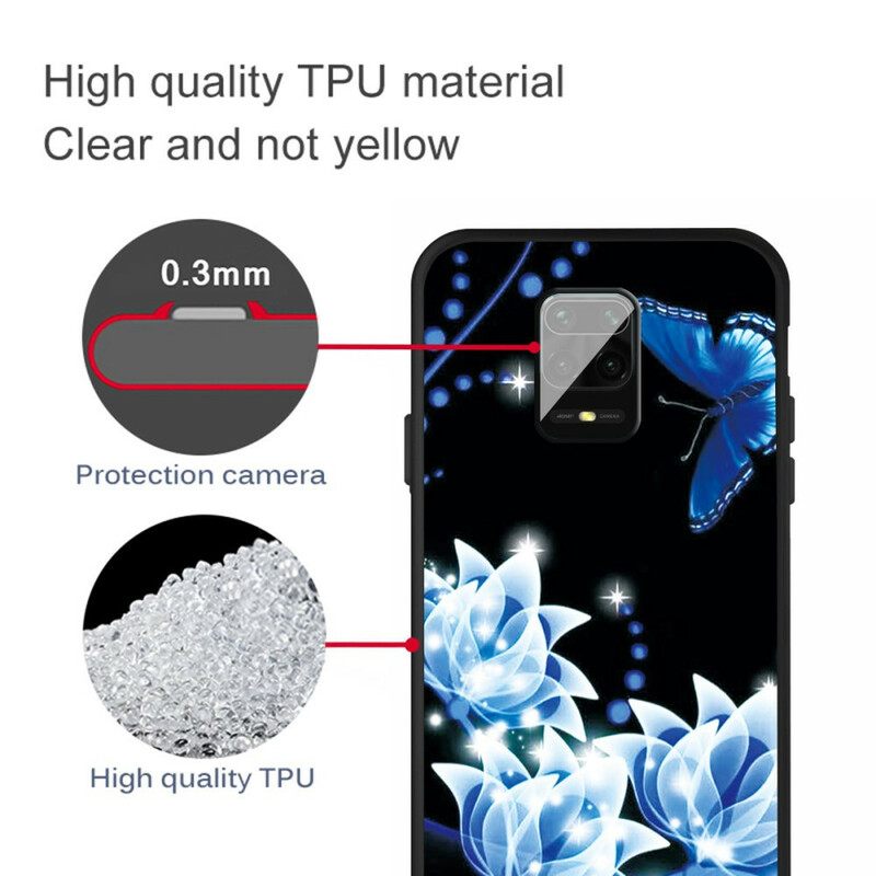 Kuori Xiaomi Redmi Note 9S / Note 9 Pro Butterfly Ja Blue Flowers