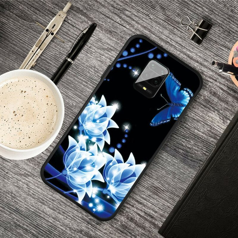 Kuori Xiaomi Redmi Note 9S / Note 9 Pro Butterfly Ja Blue Flowers