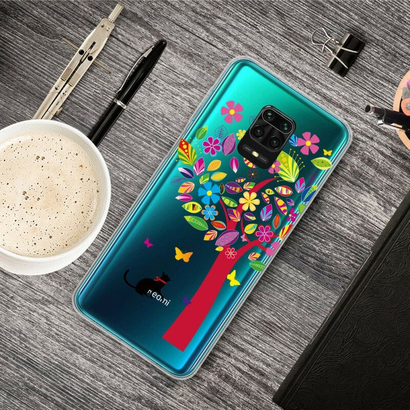 Kuori Xiaomi Redmi Note 9S / Note 9 Pro Kissa Värillisen Puun Alla