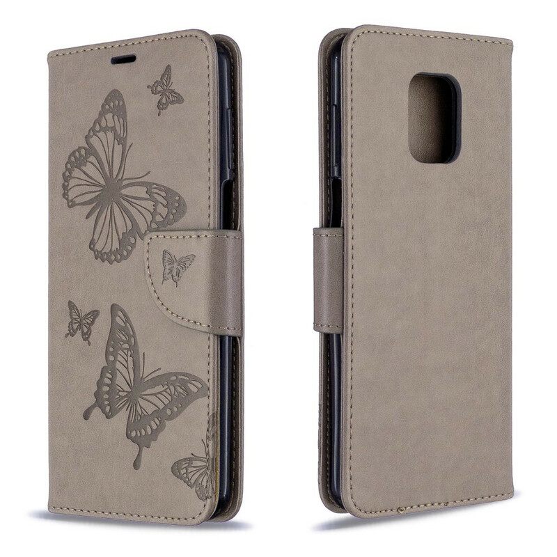 Nahkakotelo Xiaomi Redmi Note 9S / Note 9 Pro Suojaketju Kuori Thong Butterflies