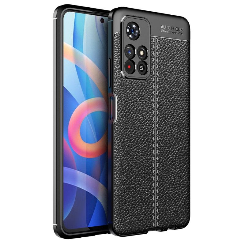 Case Poco M4 Pro 5G Double Line Litchi Leather Effect