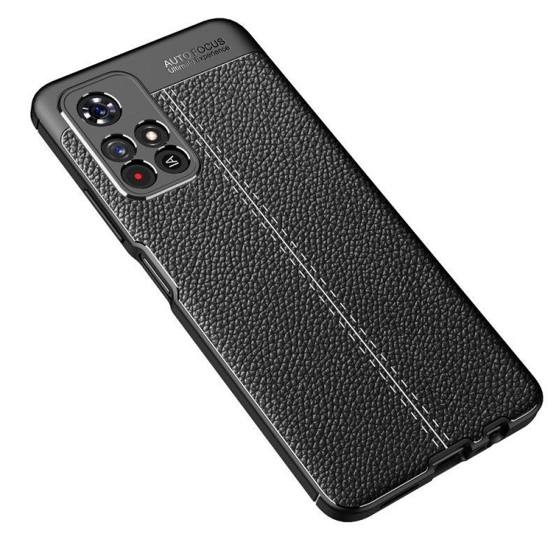 Case Poco M4 Pro 5G Double Line Litchi Leather Effect