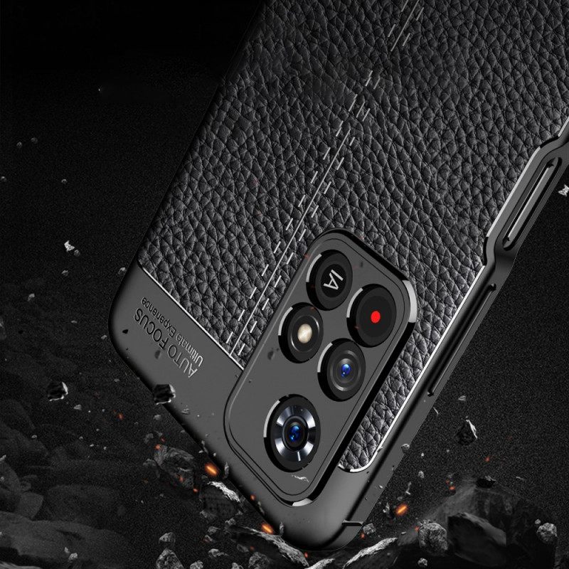 Case Poco M4 Pro 5G Double Line Litchi Leather Effect