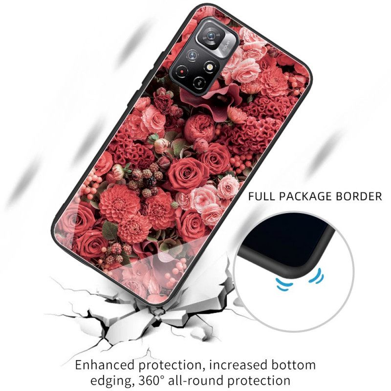 Case Poco M4 Pro 5G Tempered Glass Rose Flowers