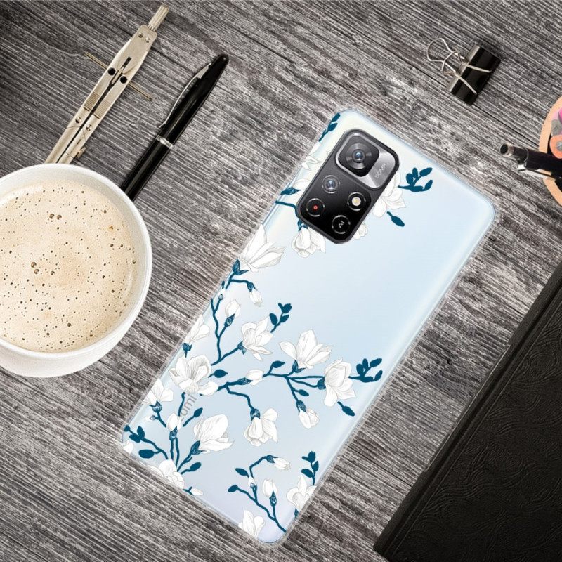 Case Poco M4 Pro 5G Valkoiset Kukat