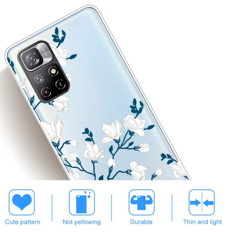 Case Poco M4 Pro 5G Valkoiset Kukat