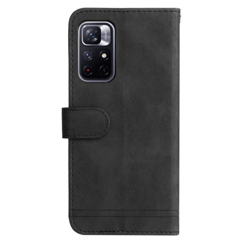 Flip Case Poco M4 Pro 5G Faux Leather Niitti Ja Nauha