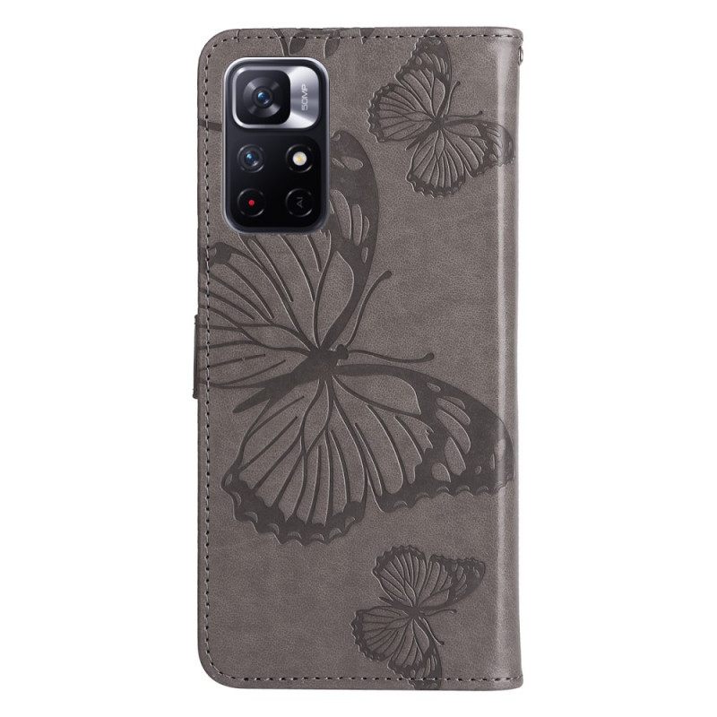 Flip Case Poco M4 Pro 5G Suojaketju Kuori Giant Thong Butterflies