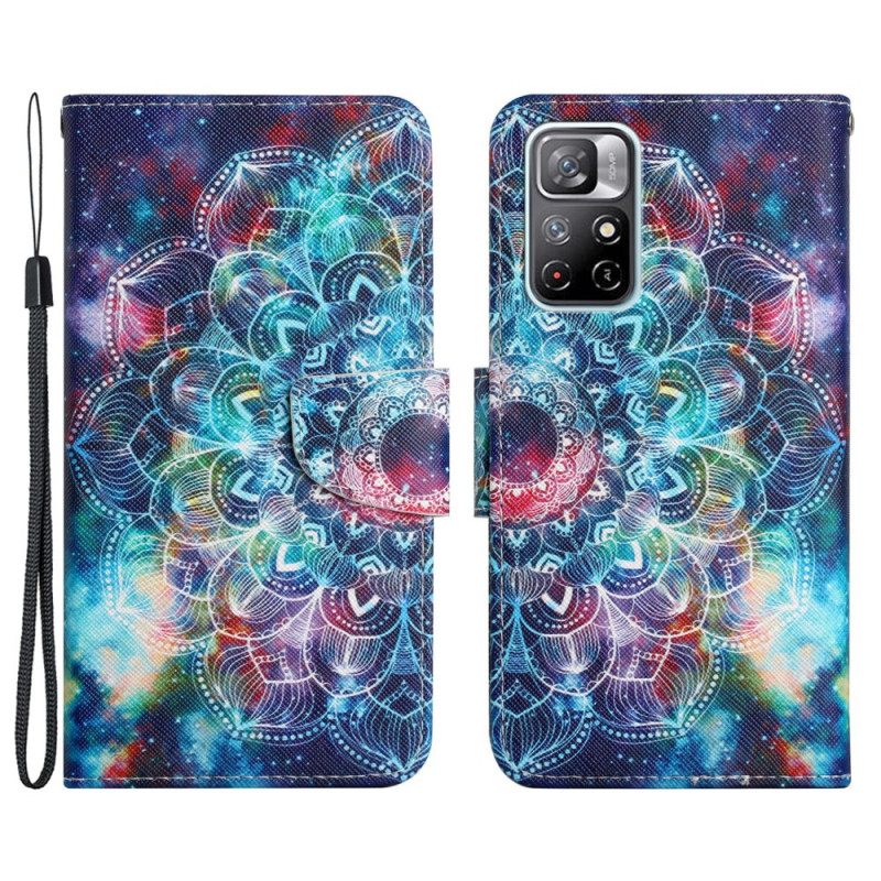 Kotelot Poco M4 Pro 5G Suojaketju Kuori Flashy Half Mandala Strappy