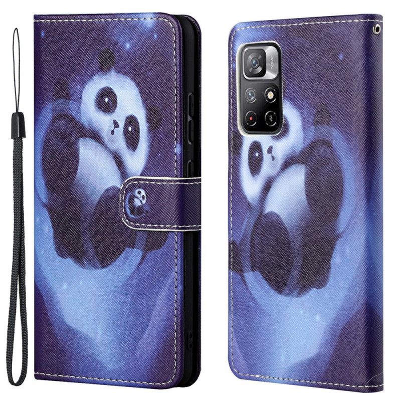 Kotelot Poco M4 Pro 5G Suojaketju Kuori Panda Space Lanyard