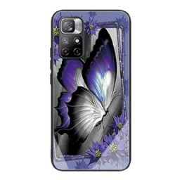 Kuori Poco M4 Pro 5G Purple Butterfly Karkaistu Lasi