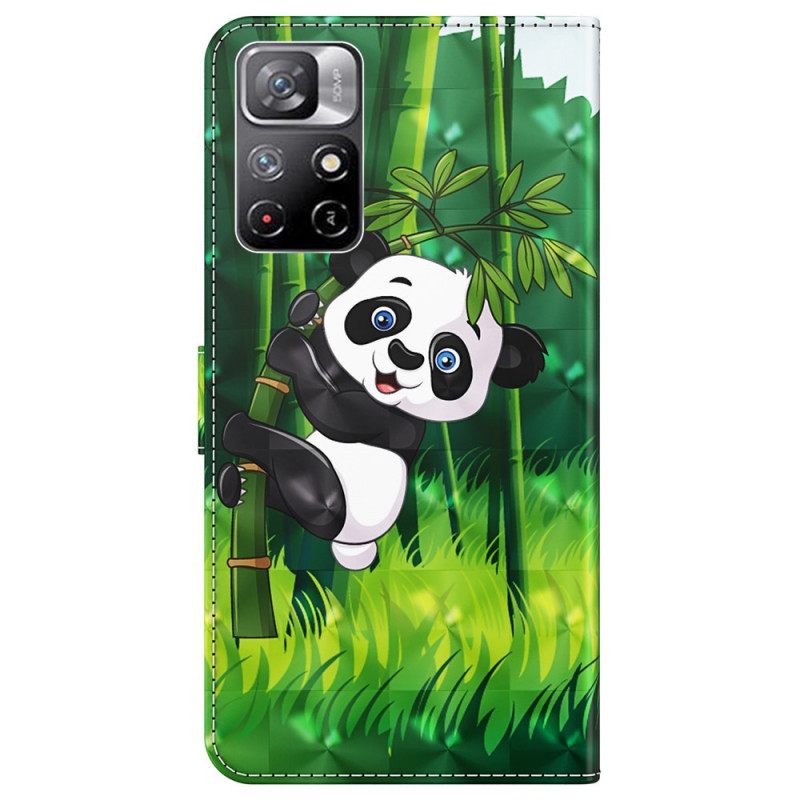 Nahkakotelo Poco M4 Pro 5G Panda Ja Bamboo