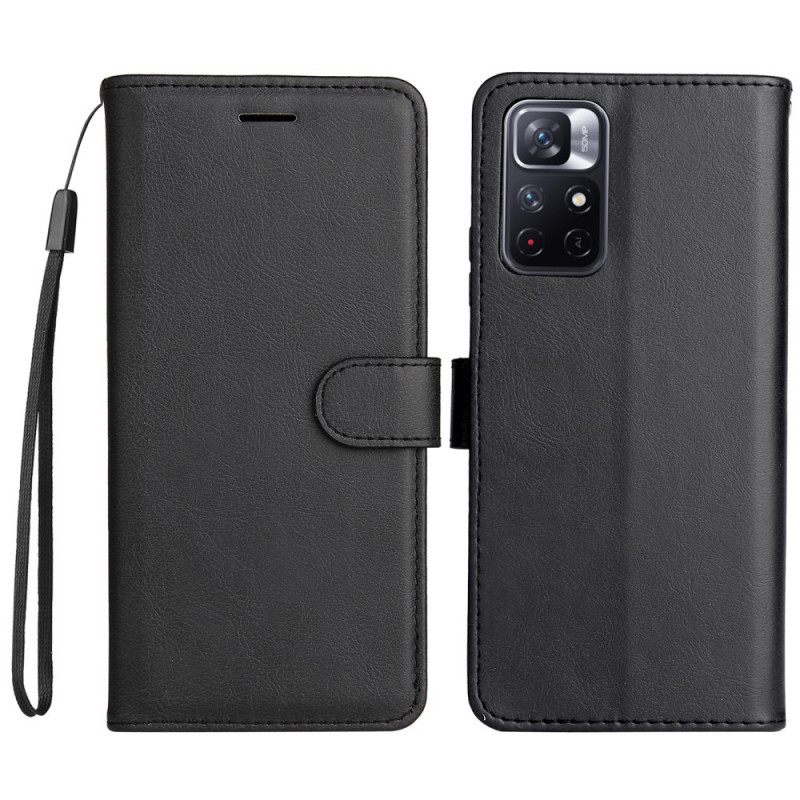 Nahkakotelo Poco M4 Pro 5G Suojaketju Kuori Matte Leather Effect Strappy