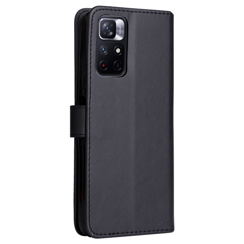 Nahkakotelo Poco M4 Pro 5G Suojaketju Kuori Matte Leather Effect Strappy