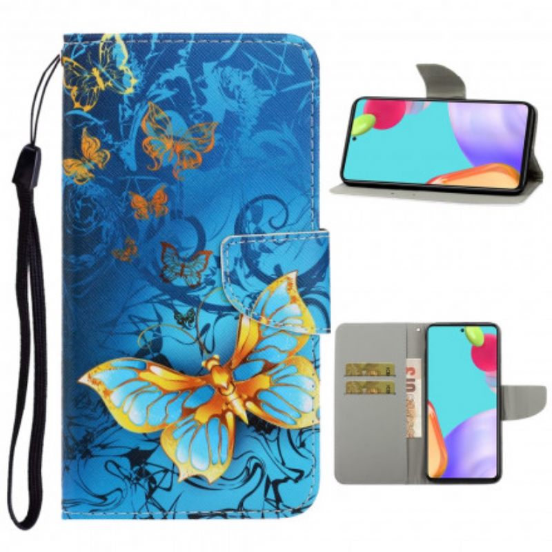 Kotelot Samsung Galaxy A52 4G / A52 5G / A52s 5G Suojaketju Kuori Butterfly Strap Muunnelmia