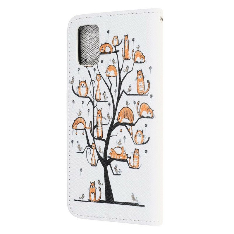 Kotelot Samsung Galaxy A52 4G / A52 5G / A52s 5G Suojaketju Kuori Funky Cats Hihnalla