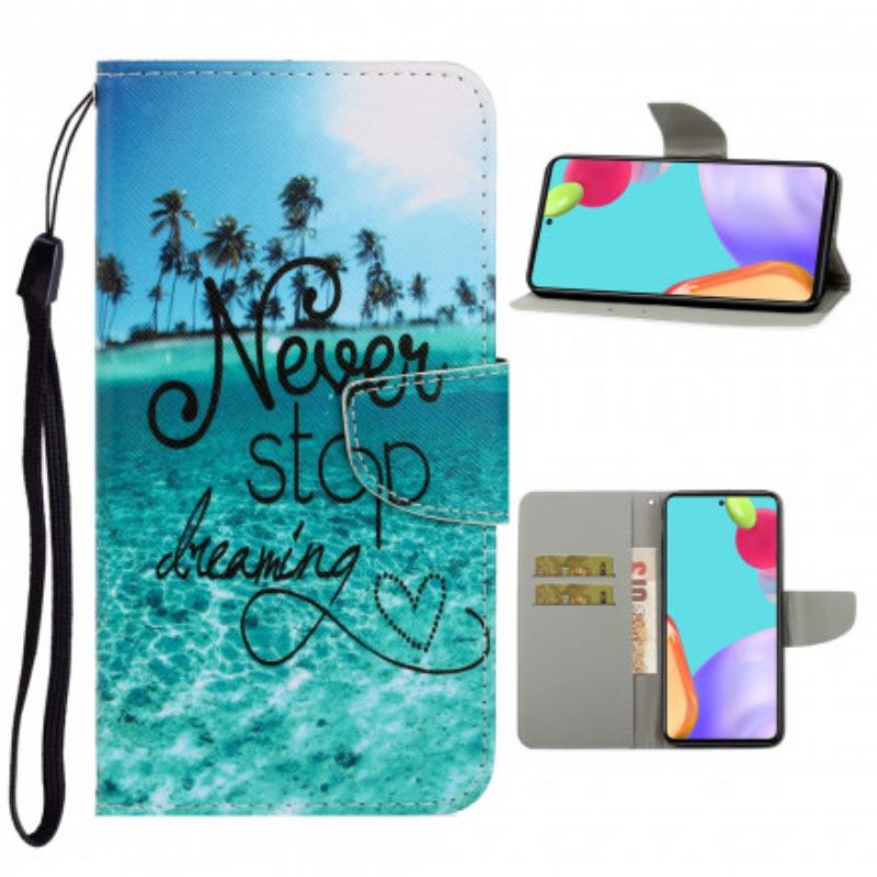 Kotelot Samsung Galaxy A52 4G / A52 5G / A52s 5G Suojaketju Kuori Never Stop Dreaming Navy Strappy