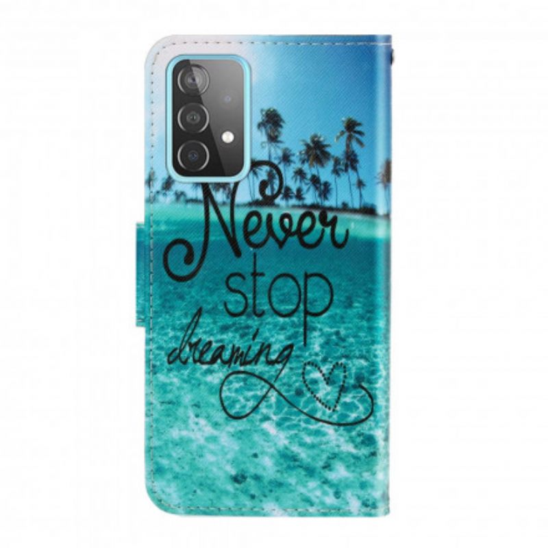 Kotelot Samsung Galaxy A52 4G / A52 5G / A52s 5G Suojaketju Kuori Never Stop Dreaming Navy Strappy