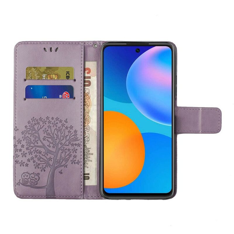 Kotelot Samsung Galaxy A52 4G / A52 5G / A52s 5G Suojaketju Kuori Tree Ja Pöllöt Hihnalla