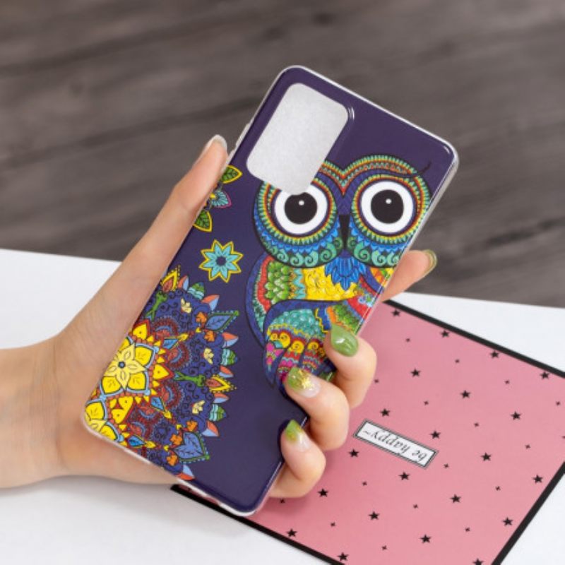 Kuori Samsung Galaxy A52 4G / A52 5G / A52s 5G Owl Fluoresoiva Mandala