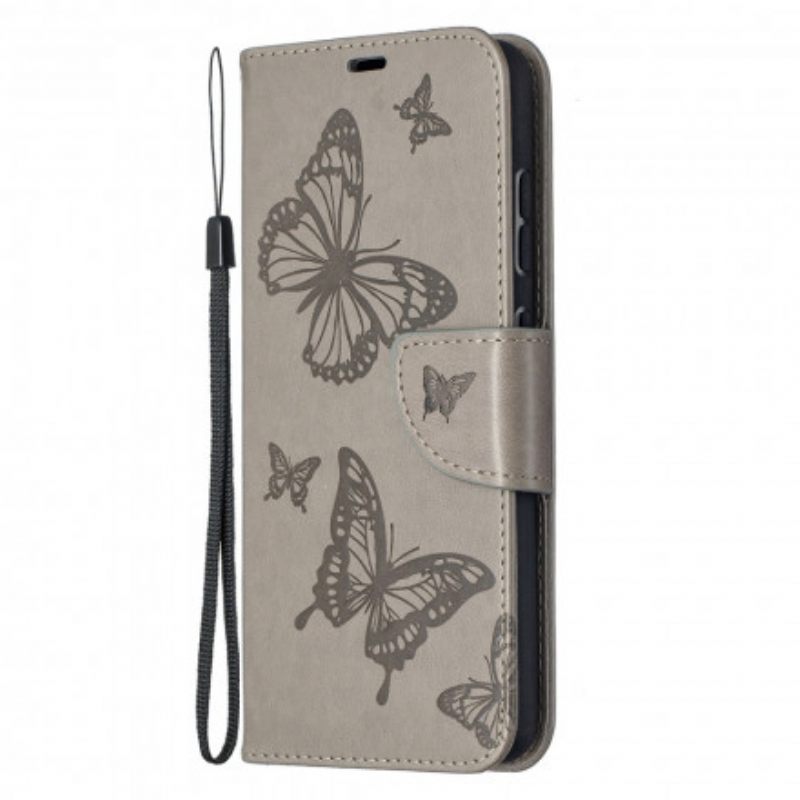 Nahkakotelo Samsung Galaxy A52 4G / A52 5G / A52s 5G Butterflies In Flight With Lanyard