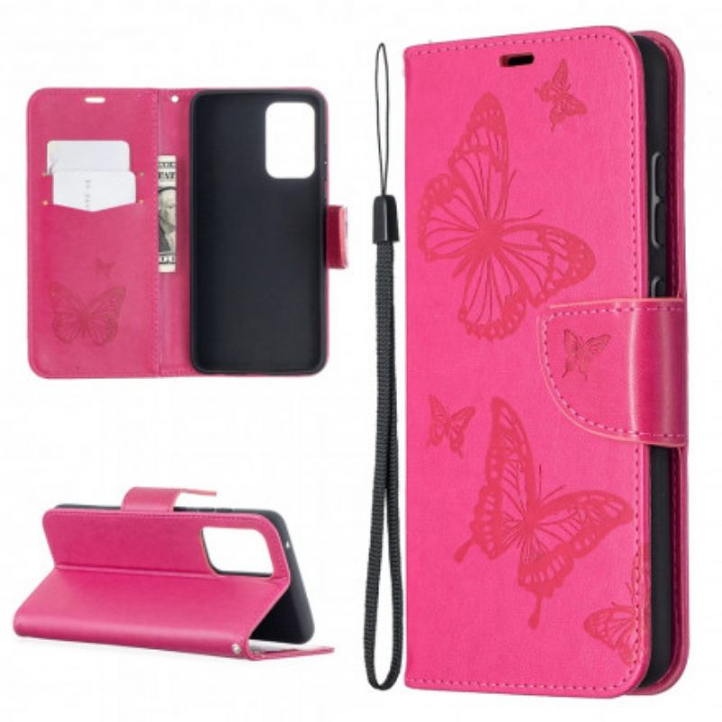 Nahkakotelo Samsung Galaxy A52 4G / A52 5G / A52s 5G Butterflies In Flight With Lanyard