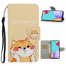 Nahkakotelo Samsung Galaxy A52 4G / A52 5G / A52s 5G Suojaketju Kuori Cat Don't Touch Me Strappy