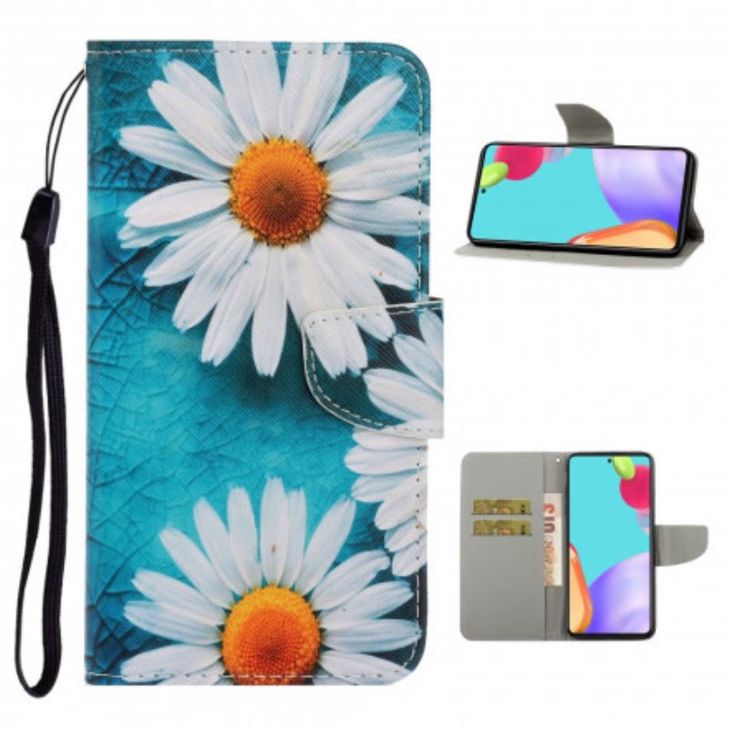 Nahkakotelo Samsung Galaxy A52 4G / A52 5G / A52s 5G Suojaketju Kuori Thong Daisies