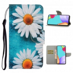 Nahkakotelo Samsung Galaxy A52 4G / A52 5G / A52s 5G Suojaketju Kuori Thong Daisies