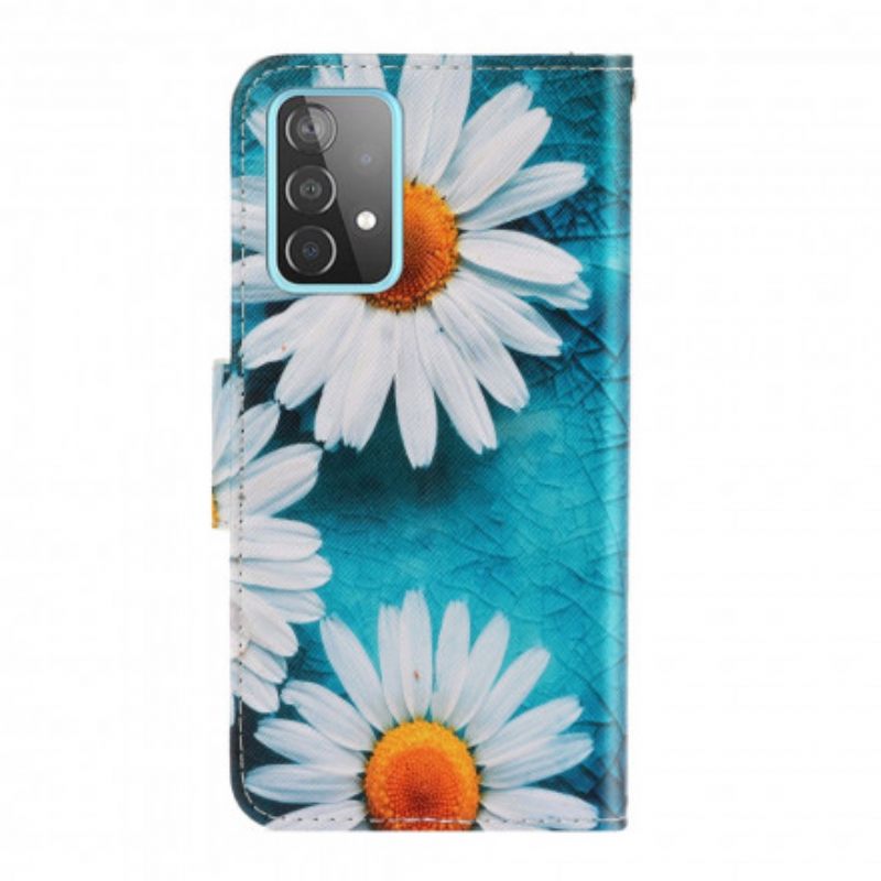 Nahkakotelo Samsung Galaxy A52 4G / A52 5G / A52s 5G Suojaketju Kuori Thong Daisies