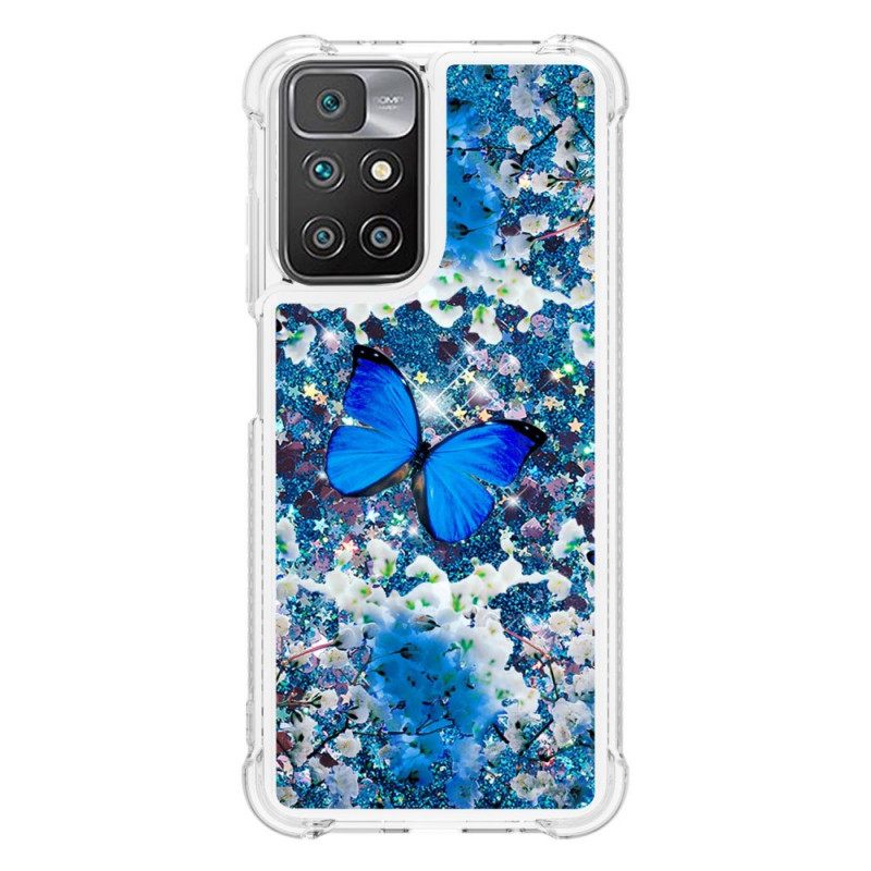 Case Xiaomi Redmi 10 Glitter Blue Butterflies