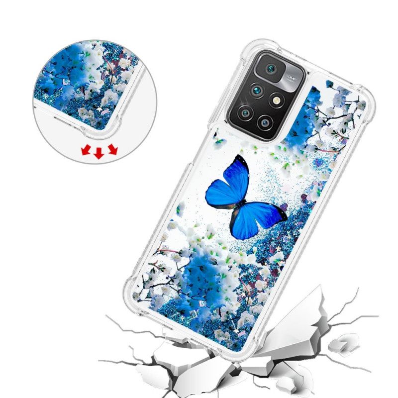 Case Xiaomi Redmi 10 Glitter Blue Butterflies