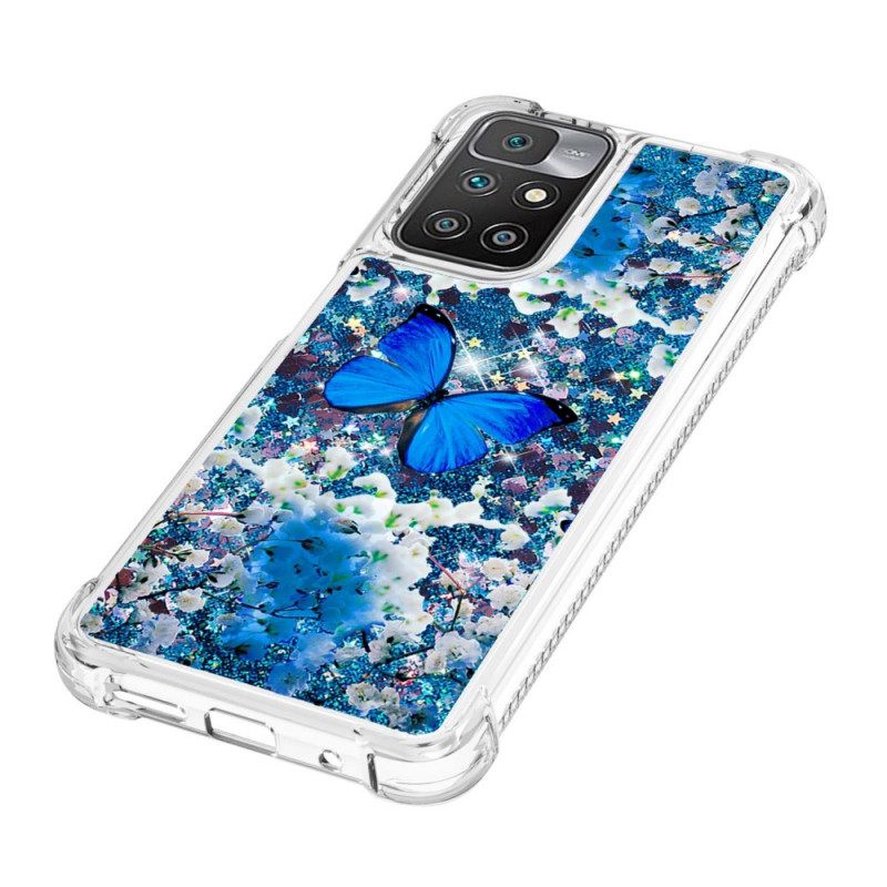 Case Xiaomi Redmi 10 Glitter Blue Butterflies