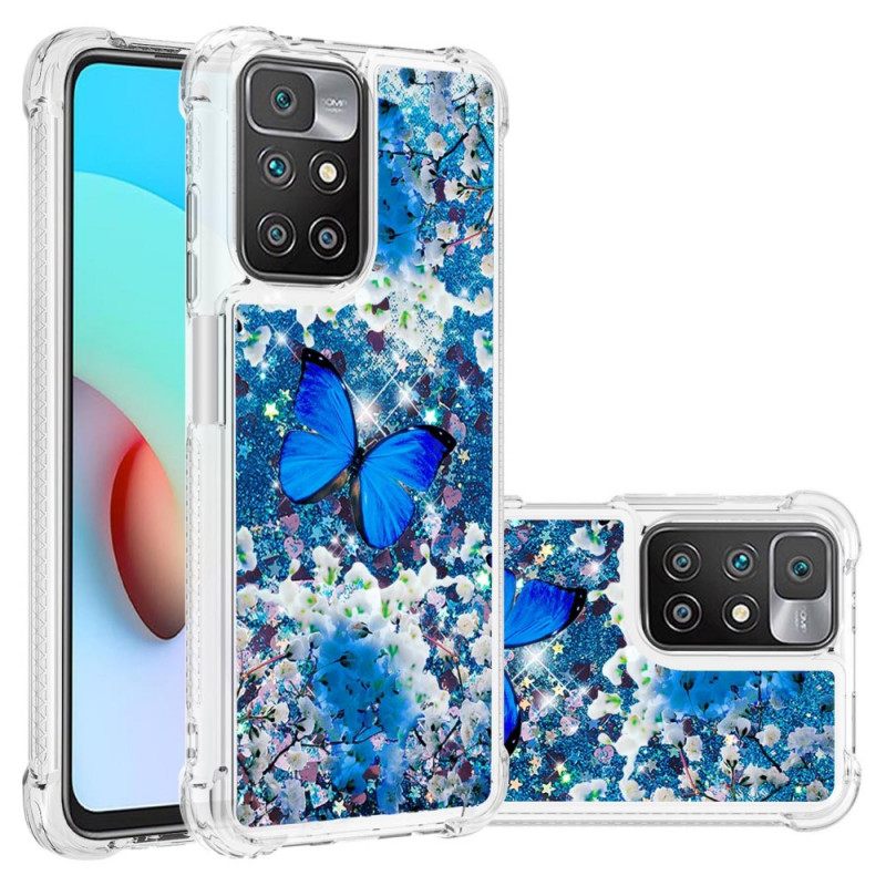 Case Xiaomi Redmi 10 Glitter Blue Butterflies