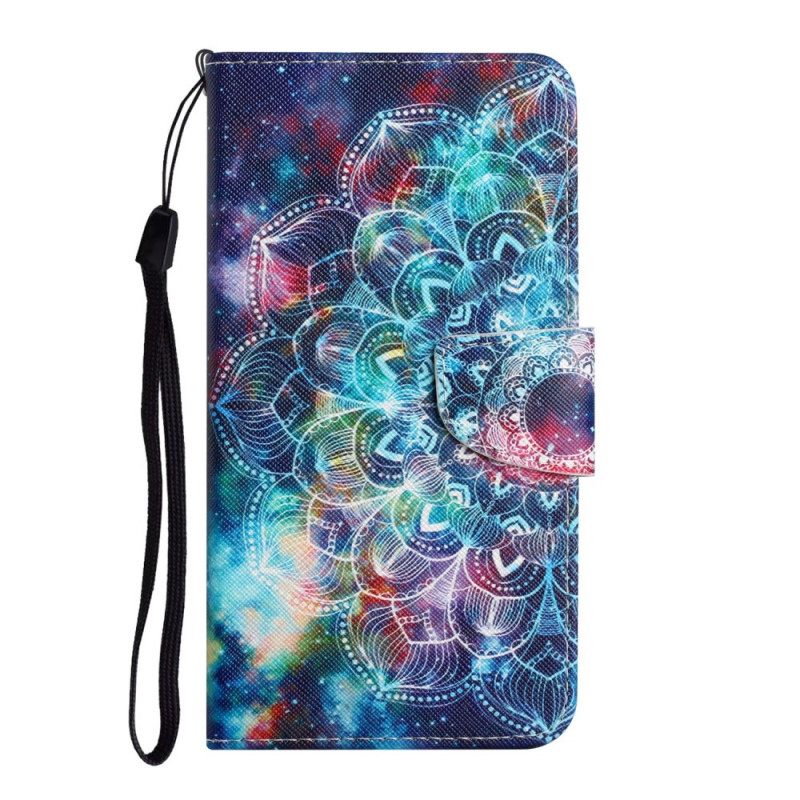 Flip Case Xiaomi Redmi 10 Suojaketju Kuori Flashy Half Mandala Strappy