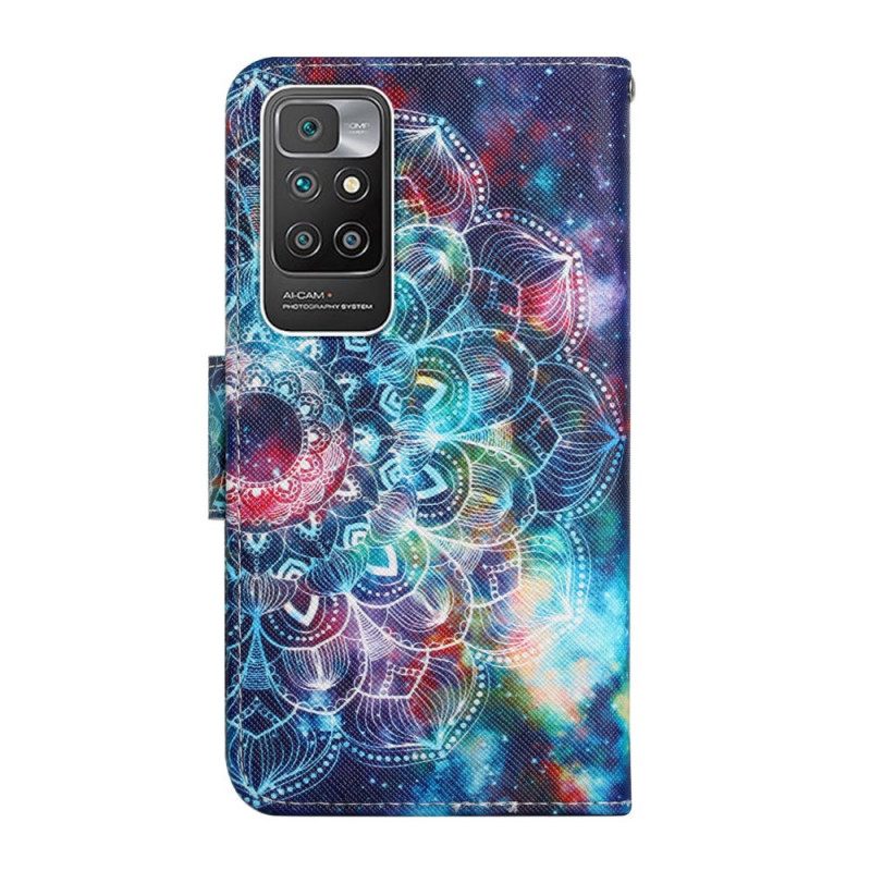 Flip Case Xiaomi Redmi 10 Suojaketju Kuori Flashy Half Mandala Strappy