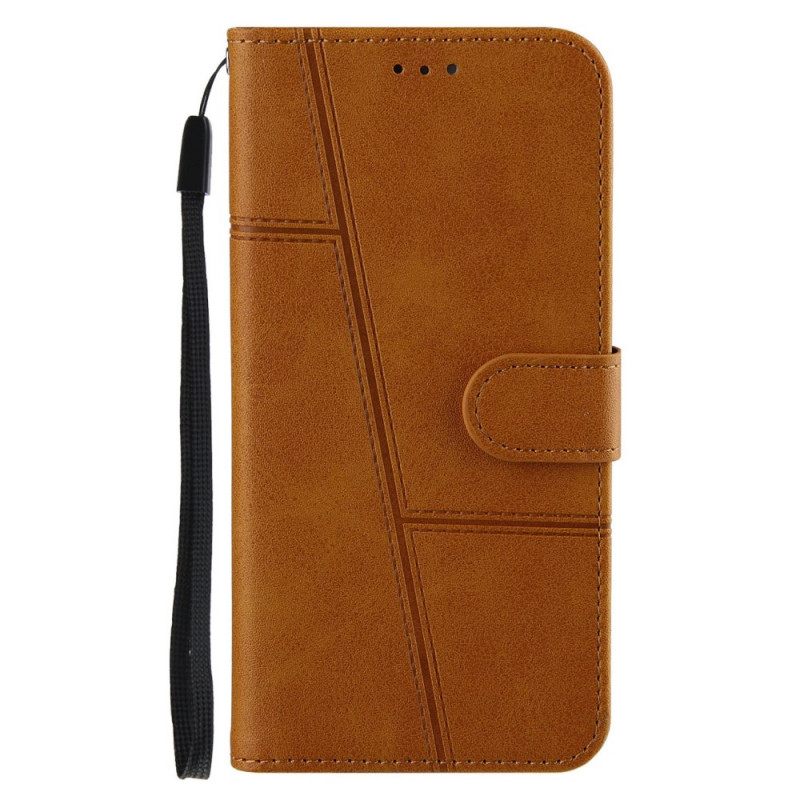 Flip Case Xiaomi Redmi 10 Suojaketju Kuori Geometric Leather Strappy Style