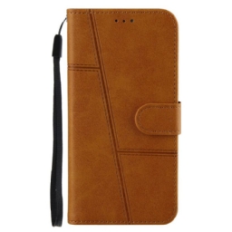 Flip Case Xiaomi Redmi 10 Suojaketju Kuori Geometric Leather Strappy Style